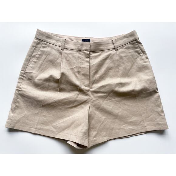 Women's J.Crew Tan Linen Blend Trouser Shorts Size 12 - Picture 1 of 8